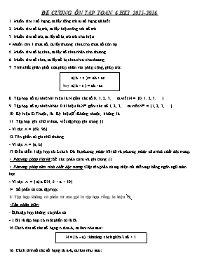 Đề cương ôn tập Toán 6 HK1